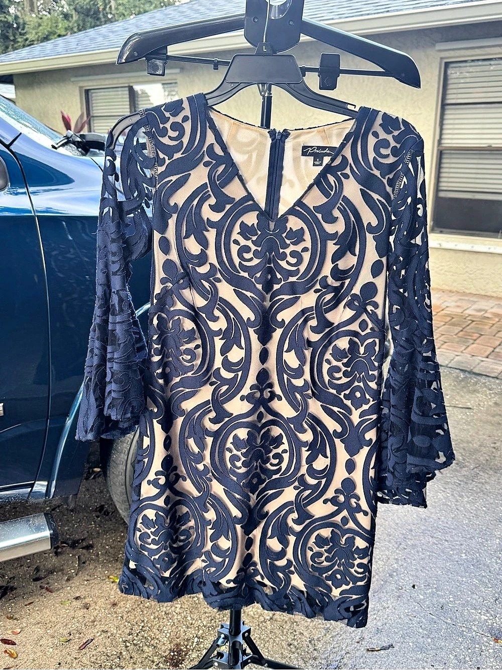 P'relude Blue & Beige Mini Dress Size Small